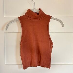 Zara Terracotta Sleeveless Turtleneck Top